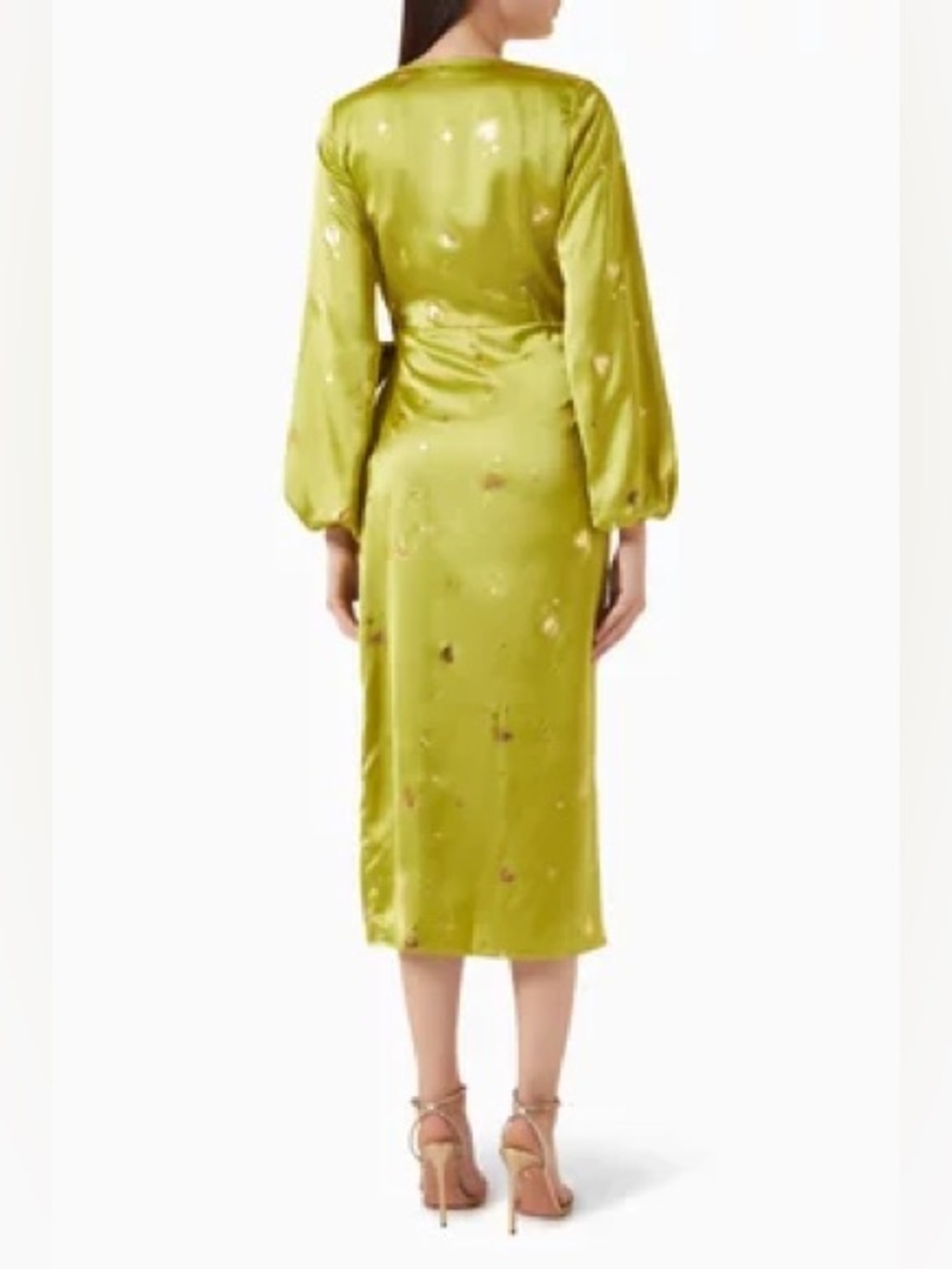 Never Fully Dressed Vienna Hearts Wrap Midi Dress in Satin Size 2 - Picture 6 of 13